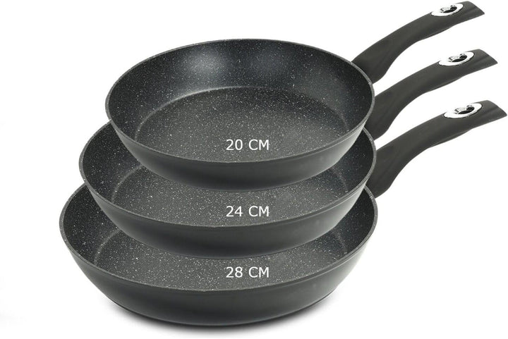 Pfannen-Set 3-teilig – Geschmiedetes Aluminium mit Marmor-Antihaftbeschichtung – Induktionsgeeignet
