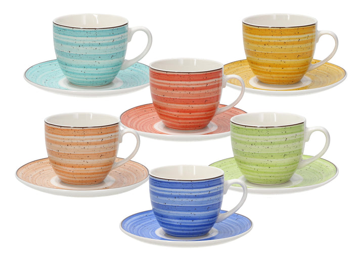 SET 6 TEA CUP & SAUCER KALEIDO