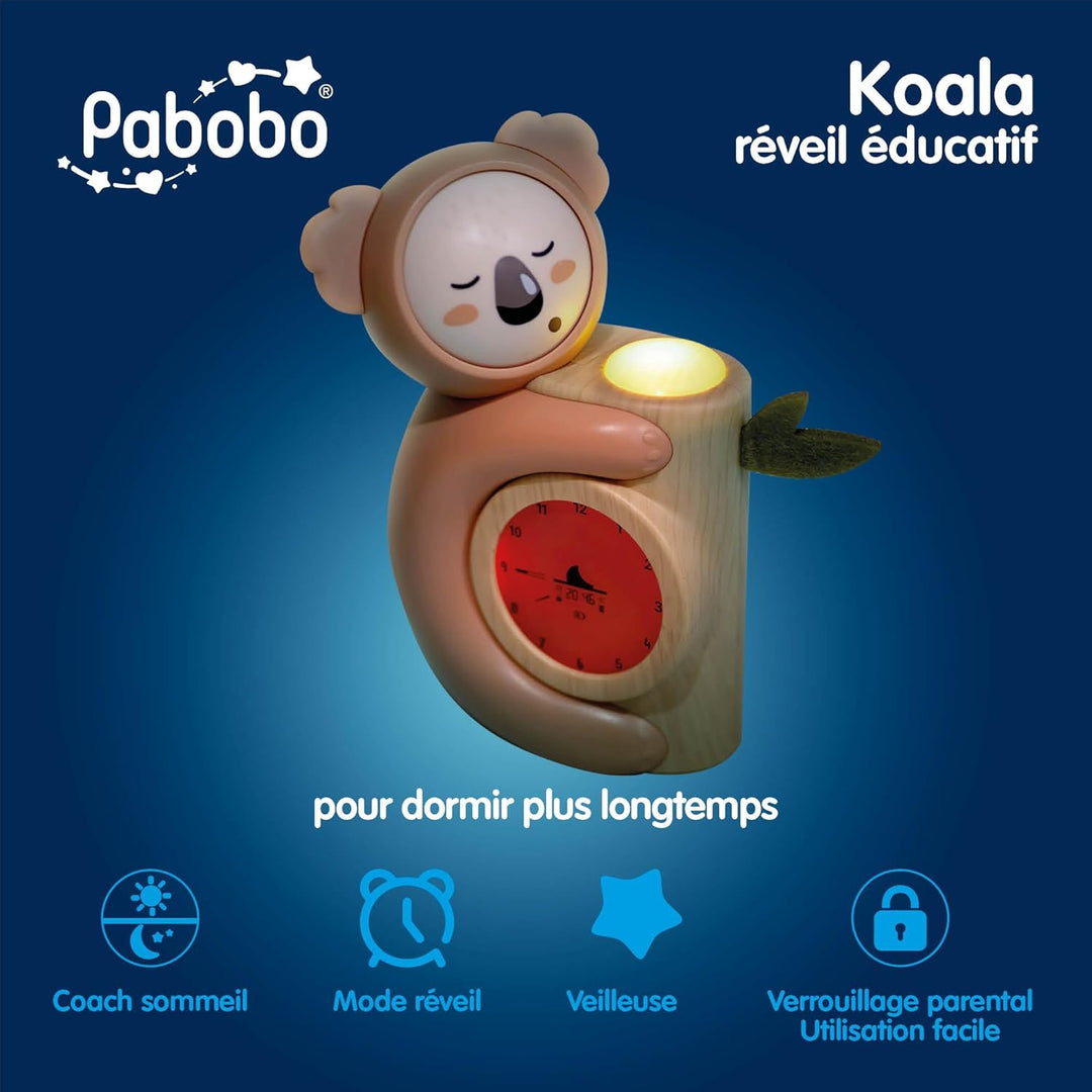 Pabobo - Koala Schlaf-Coach | Kinderwecker & Nachtlicht | Tag-/Nachtanzeige | doppelte Anzeige Digit