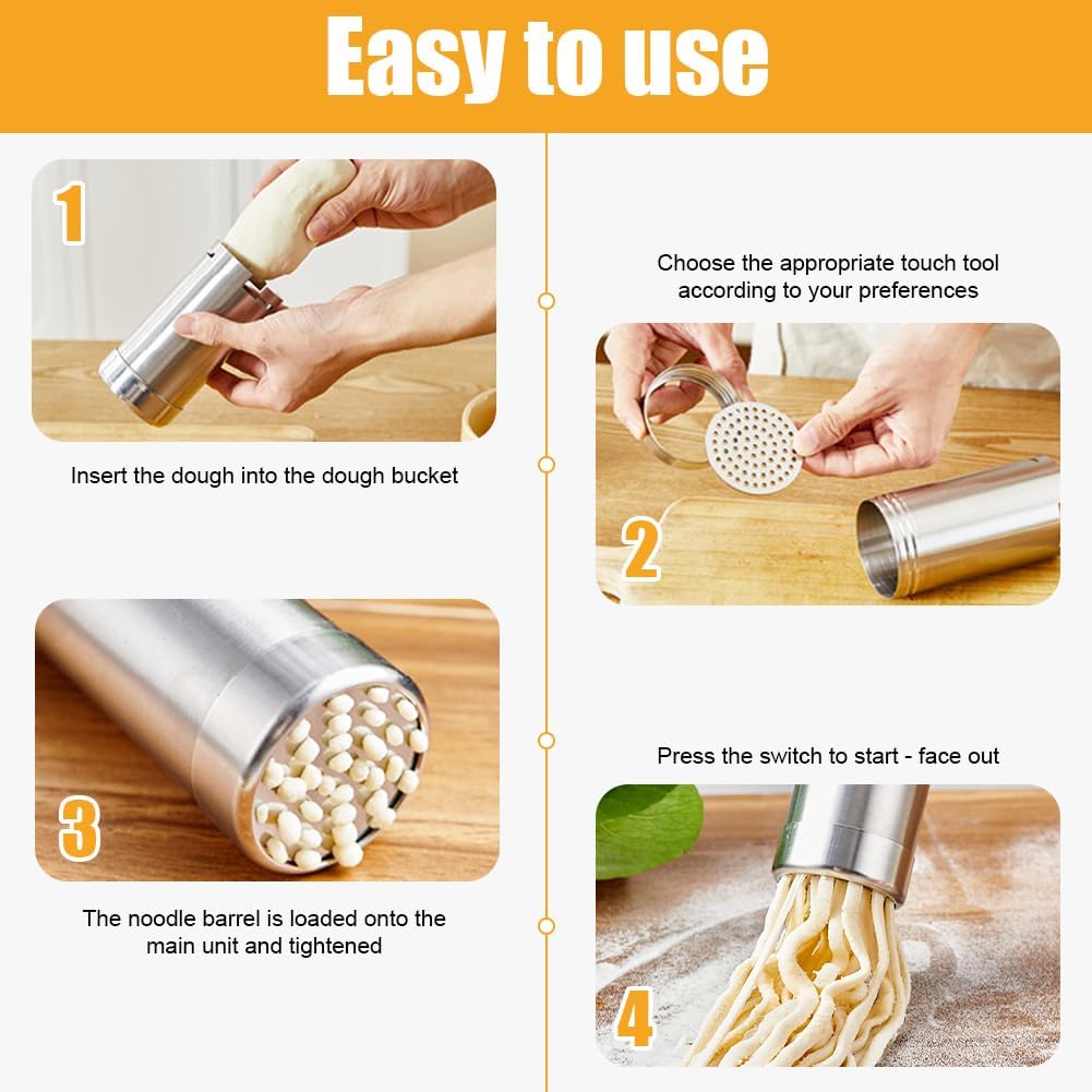 CEWROM Nudelmaschine Elektrische Handheld, Automatische Handheld Noodle Maker, Nudelmaschine Tragbar