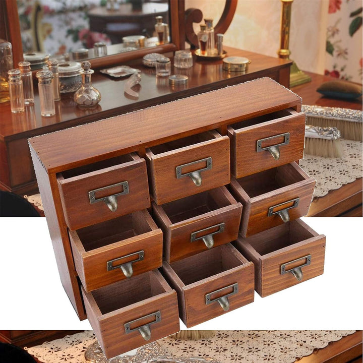 DAUERHAFT Vintage Schublade, Aufbewahrungsbox aus Holz, Vintage SchubladenOrganizer, Apothekerschran
