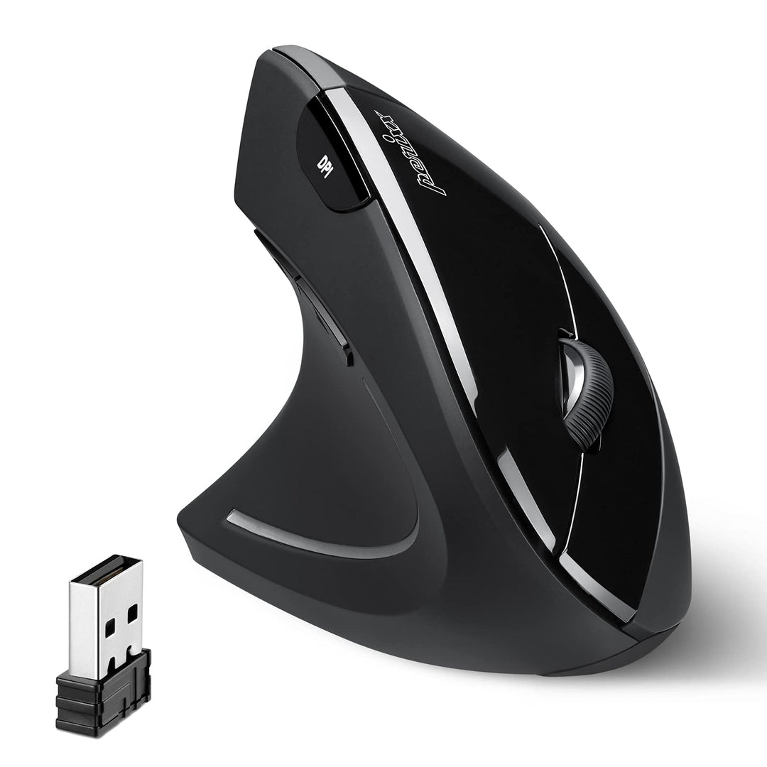 Perixx PERIMICE-713 Ergonomische Linkshänder Maus - Vertikales Design - 2,4GHz - 800/1200/1600 DPI K
