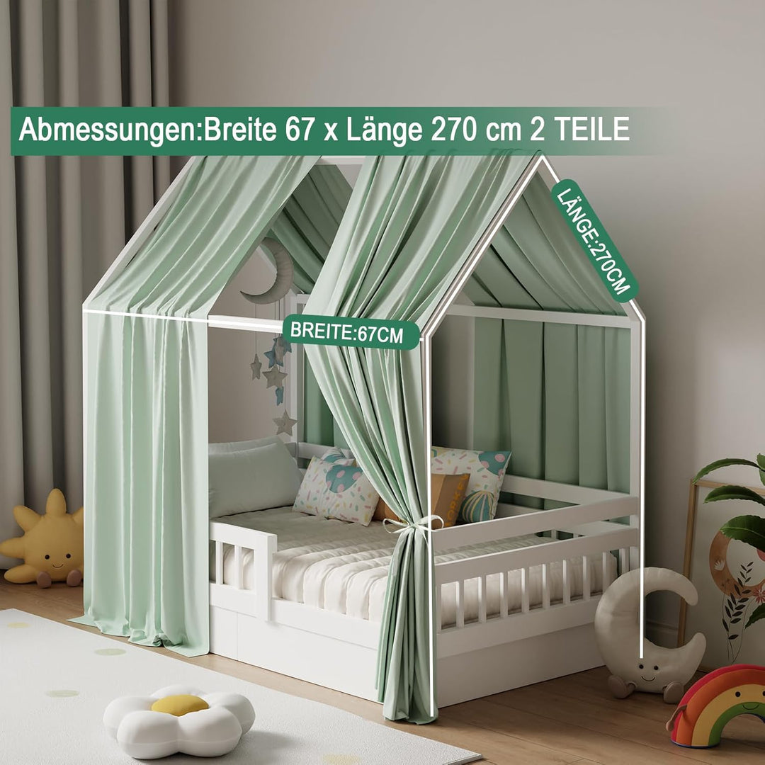 Hausbett Himmel, Betthimmel Hausbett Musselin mit 2 Stück Betthimmel, Stoffhimmel für Hausbetten Mäd