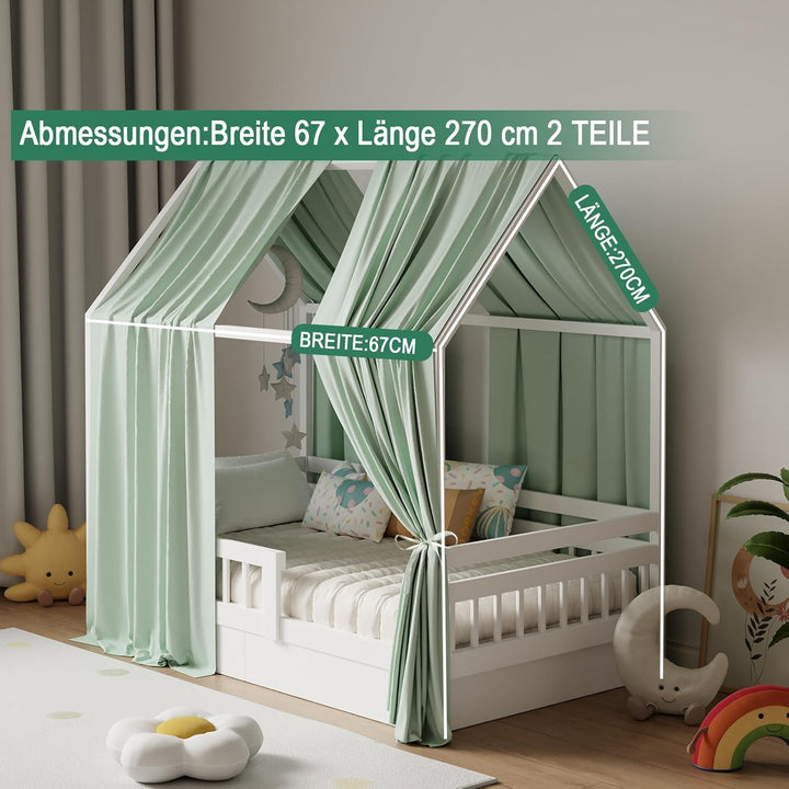 Hausbett Himmel, Betthimmel Hausbett Musselin mit 2 Stück Betthimmel, Stoffhimmel für Hausbetten Mäd