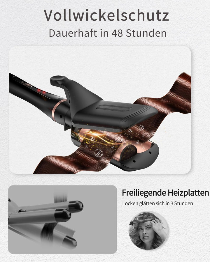 5 in 1 Lockenstab, Lockenstab Set mit Haar Crimper Waver und 4 Wechselbaren Keramischen Trommeln (0.