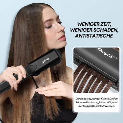 CkeyiN Kreppeisen für Haare,4 in 1 Haarglätter Glätteisen Keramik,Multistyler Glätteisen Set Wellene