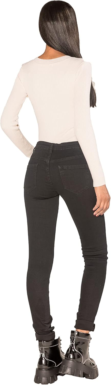 Nina Carter P100 Damen Skinny Fit Low Waist Jeanshosen mit Destroyed-Effekten Used-Look Jeans Waschu
