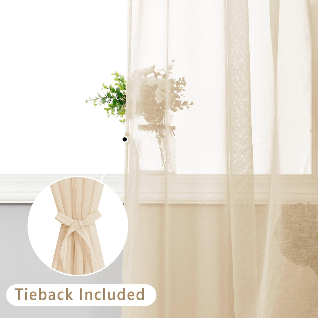 Hiasan 2er Set Sheer Voile gardinen vorhänge gardine Wohnzimmer mit Kräuselband Curtains scheibengar