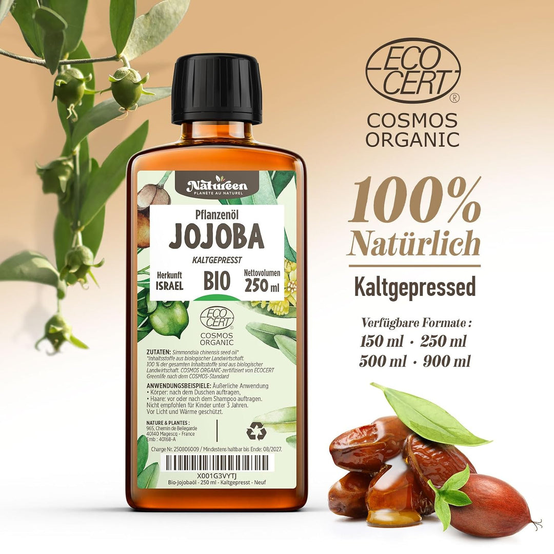 Jojobaöl Bio 500 ml - 100% Bio, Rein, Natürlich & Kaltgepresst 500 ml (1er Pack), 500 ml (1er Pack)