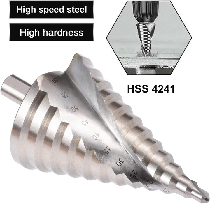 Hotiko HSS Stufenbohrer [12mm Schaft] Kegelbohrer Ø 6-60mm Schälbohrer ideal für Metall, Holz, Kunst