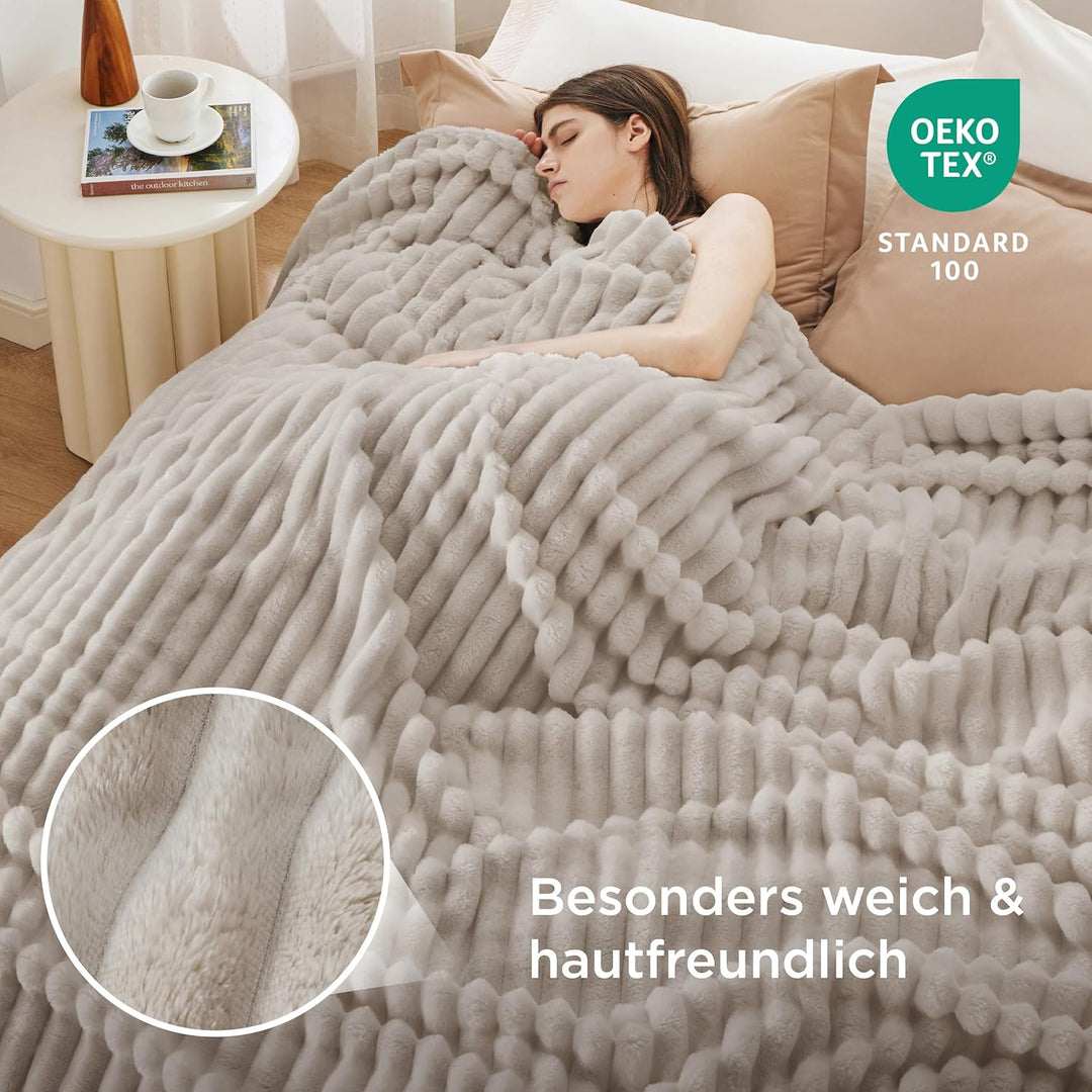 BEDSURE Kuscheldecke Flauschig Decke Fleecedecke – Weiche Warme Grobe Korddecke Gemütlicher Sofadeck
