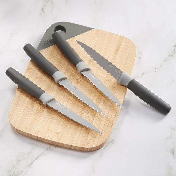 BergHoff Steak Messer 4-teilig (Barbecue-Messer, Fleischmesser, Soft Touch Griff, Besteck-Set, Pizza