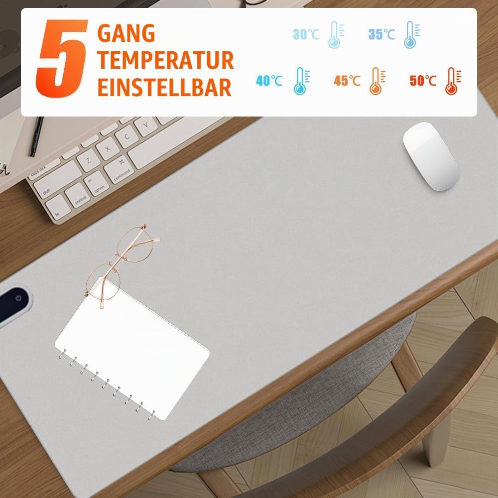 CJBIN Beheizte Schreibtischunterlage, 80X33cm Wasserdichter Beheiztes Mousepad, Beheizbare Schreibti