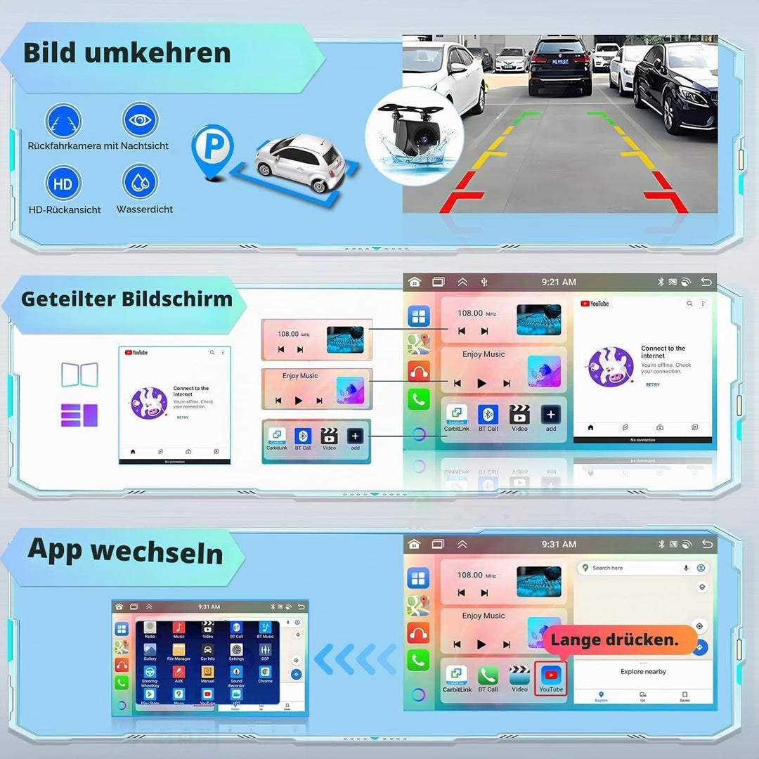 [8Cores 4G+64G] Hikity Autoradio Android 15 Für Ford Transit Tourneo Custom 2013-2019 9Zoll Touch Di