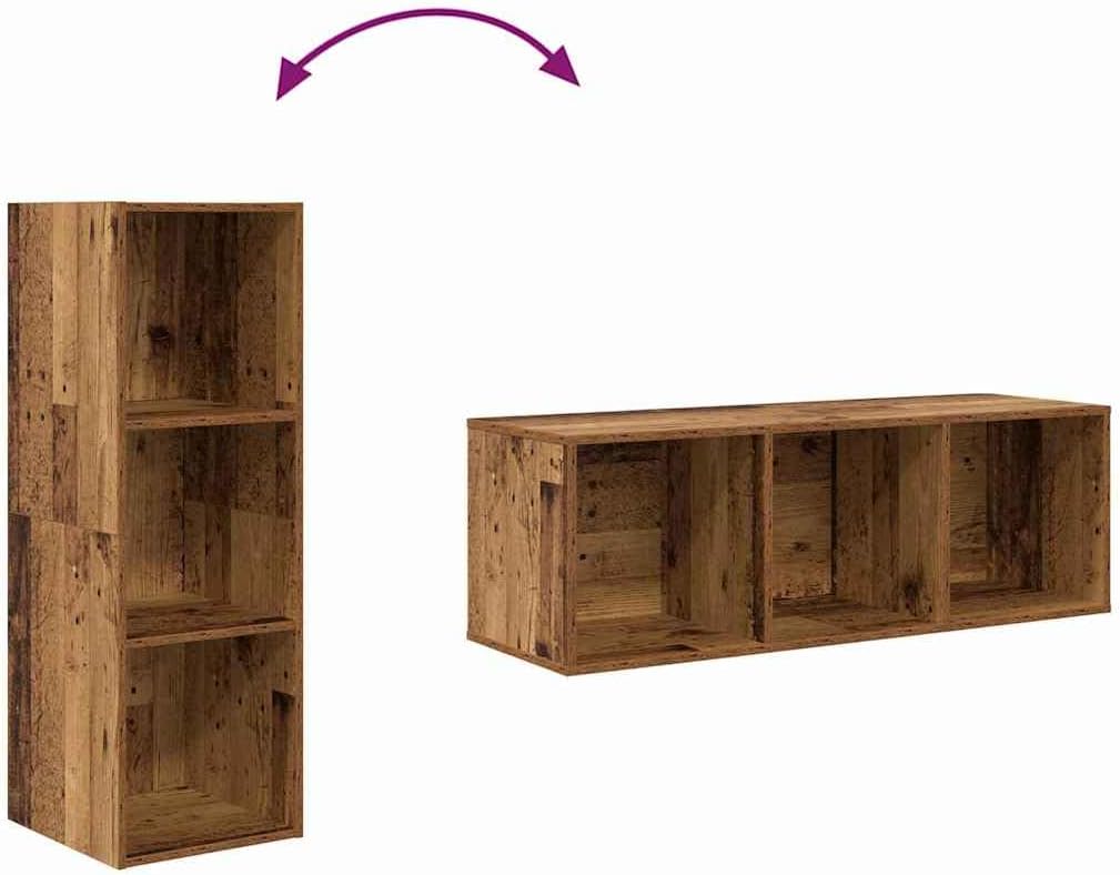 vidaXL TV-Schränk mit Regal Wandmontiert mit Speicher Altholz 37 x 37 x 107 cm Holzwerkstoff 107 cm