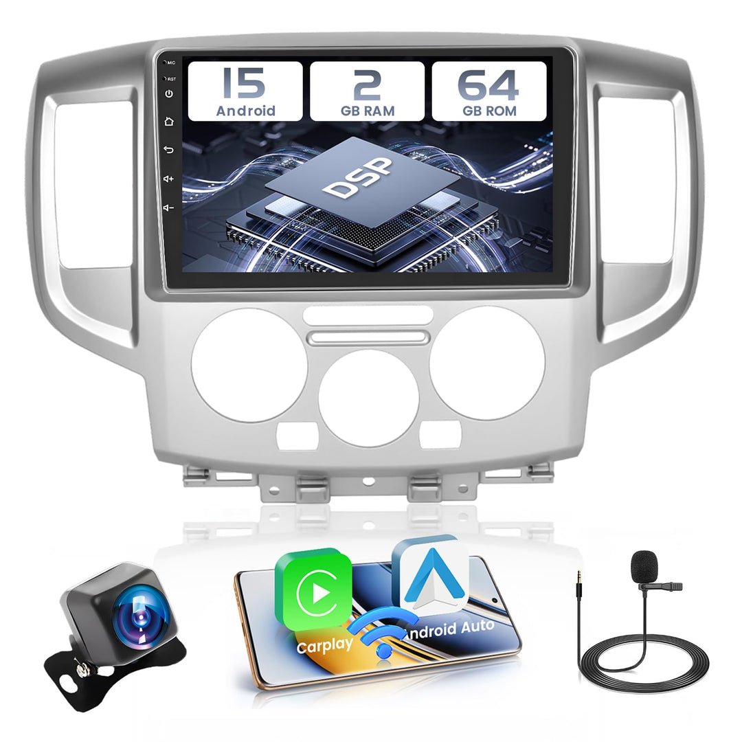 Hikity 2+64GB Android 15 Autoradio für Nissan NV200 2014 Radio Wireless Carplay Android Auto, 9 Inch