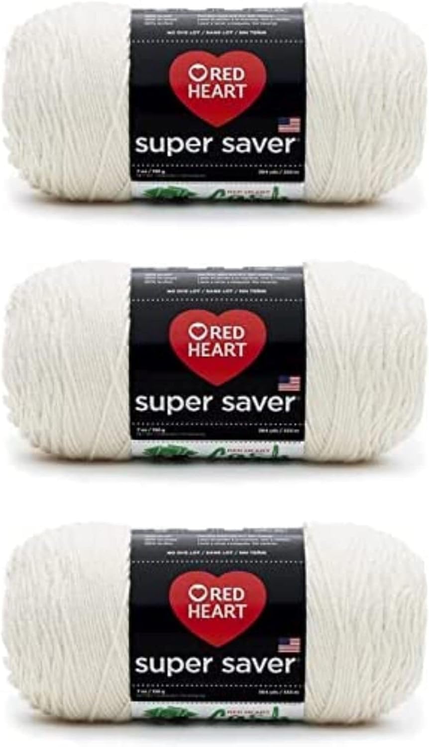 Red Heart Super Saver Aran-Garn – 3 Packungen mit 198 g – Acryl – 4 Medium (Kammgarn) – 360 Meter –