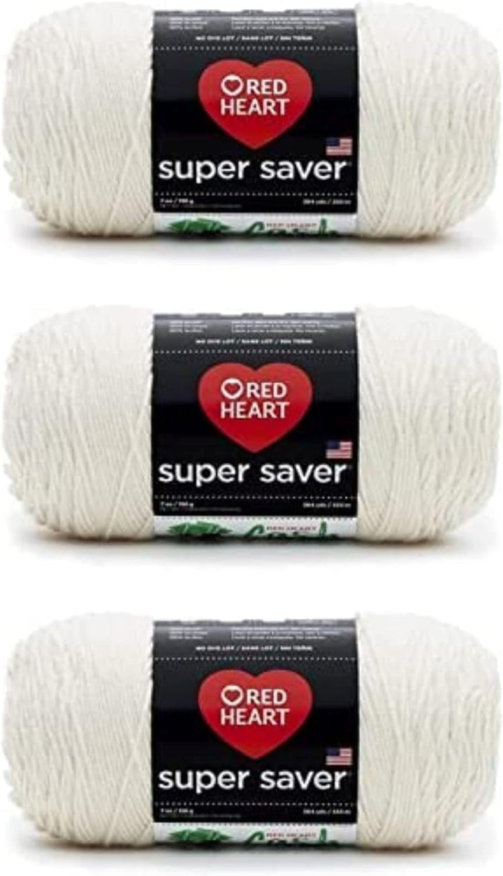 Red Heart Super Saver Aran-Garn – 3 Packungen mit 198 g – Acryl – 4 Medium (Kammgarn) – 360 Meter –