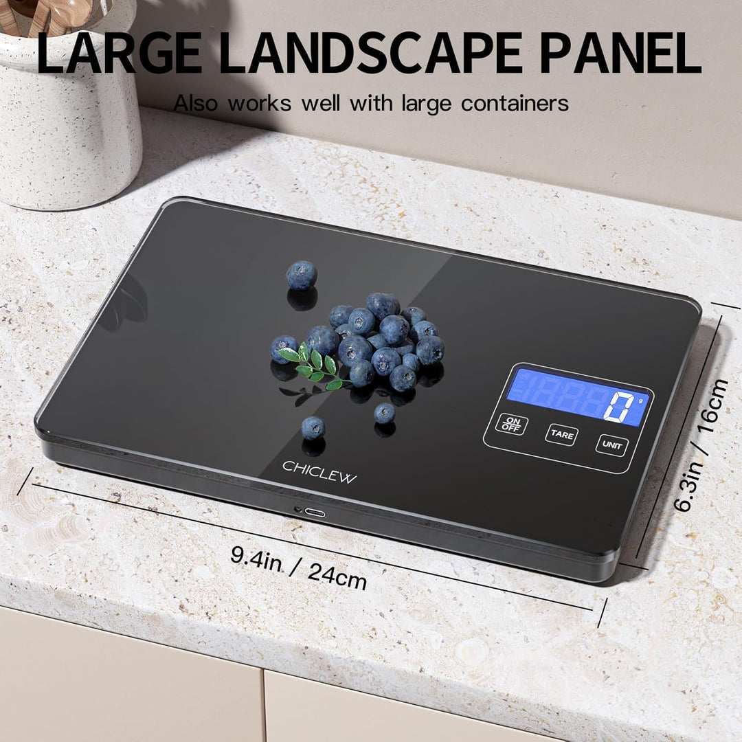 Wiederaufladbare Digitale Küchenwaage, 15KG Elektronische Waage Küche mit 5 Umschaltbaren Einheiten