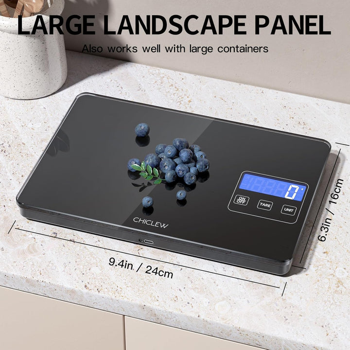 Wiederaufladbare Digitale Küchenwaage, 15KG Elektronische Waage Küche mit 5 Umschaltbaren Einheiten