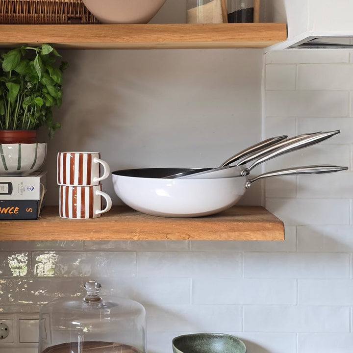 Cook & Pan - Go Ivory Honey Topfset und Pfannenset 9-teilig-Induktionsgeeignet-PFAS frei Wabenstrukt