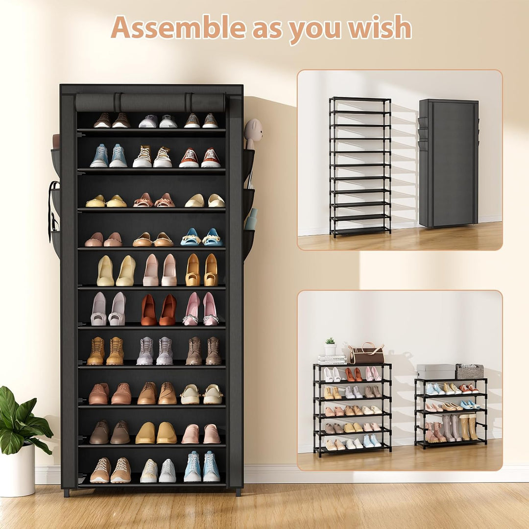 Schuhregal 11 Ebenen, Schuhschrank Hoch für 36-41 Paar Schuhe, Schuhschrank Schmal mit staubdichtem