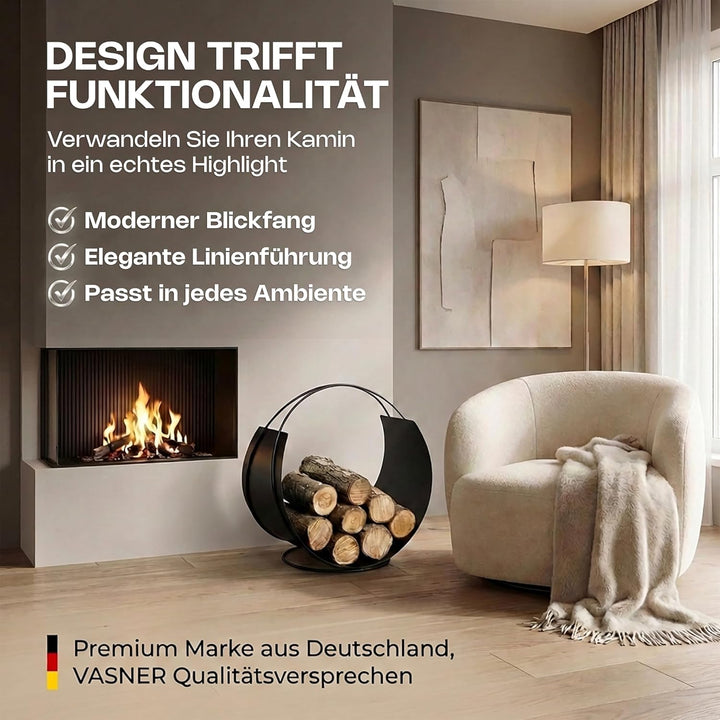 VASNER Situro S1/S2 Holzkorb, Kaminholzkorb Metall rund modern, praktische Brennholz Aufbewahrung, F