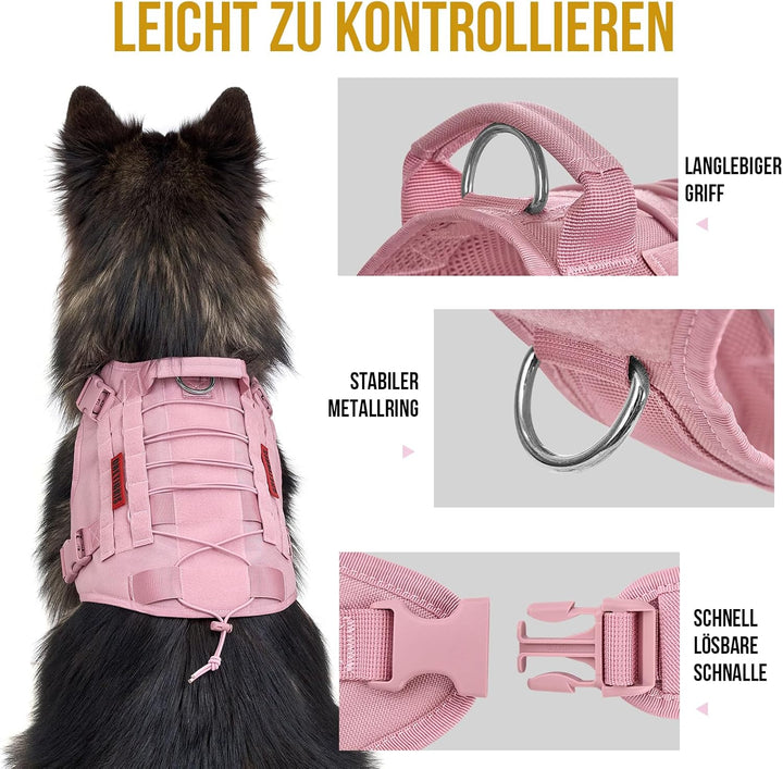 OneTigris Hundegeschirr Mittelgrosse Kleine Hunde, FIRE Watcher Taktische Geschirr mit Griffe und D-