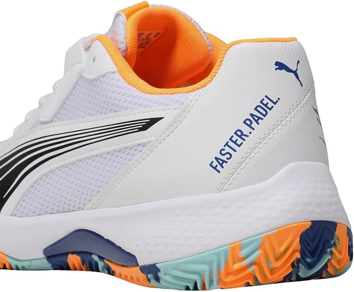 Puma Unisex Nova CourtTennis Shoe 37.5 EU Puma White Puma Black Vivid Blue Heat Fire, 37.5 EU Puma W