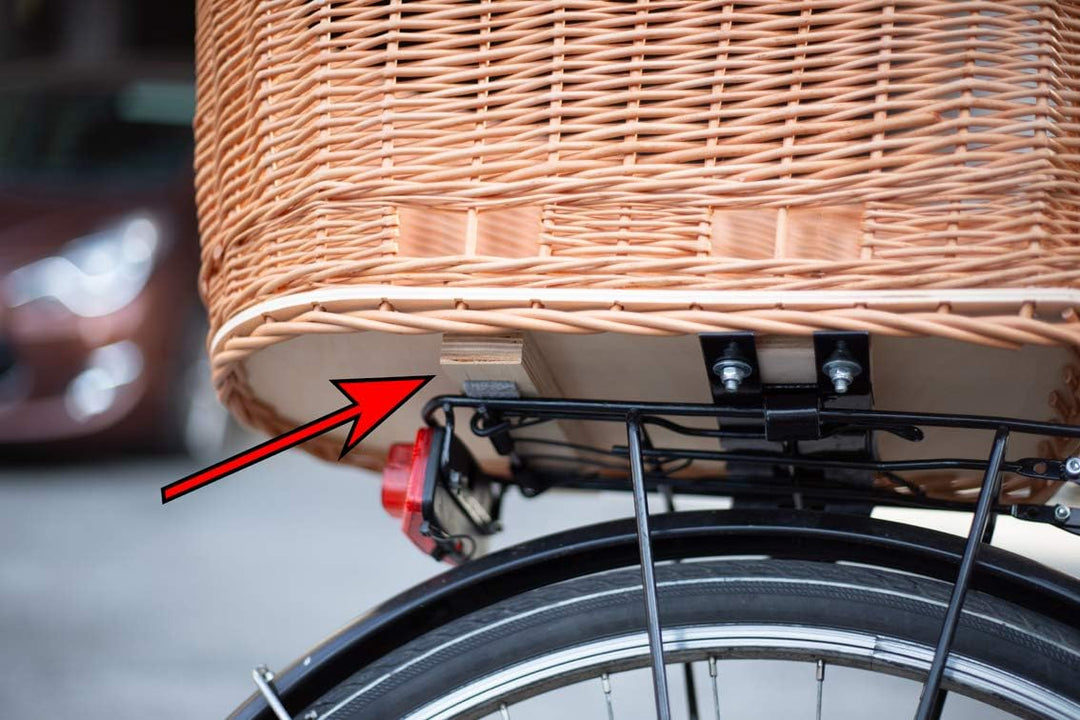 Tigana Hundefahrradkorb für Gepäckträger aus Weide 60 x 39 cm Schwarz Gitter Tierkorb Hinterradkorb