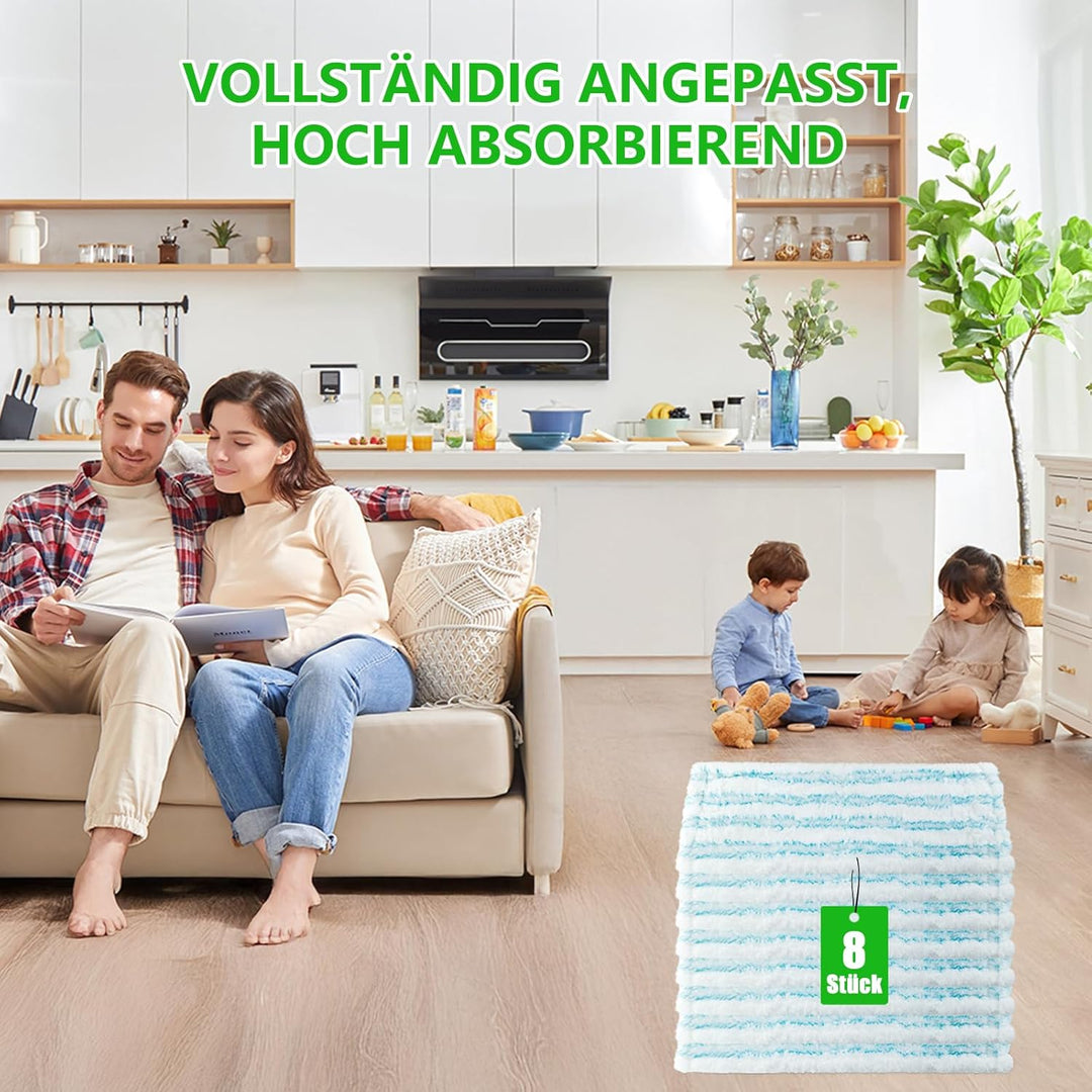 8 Stück Ersatz-Wischbezüge für Leifheit Profi XL Micro Duo / Profi XL Cotton Plus, 2-Faser-System Bo