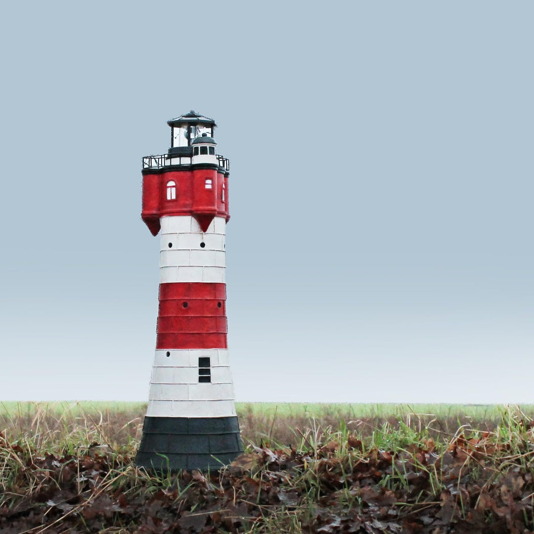 Leuchtturm Roter Sand mit Solar Beleuchtung Rundum Leuchtfeuer Maritime Deko Gartendeko Deko Leuchtt