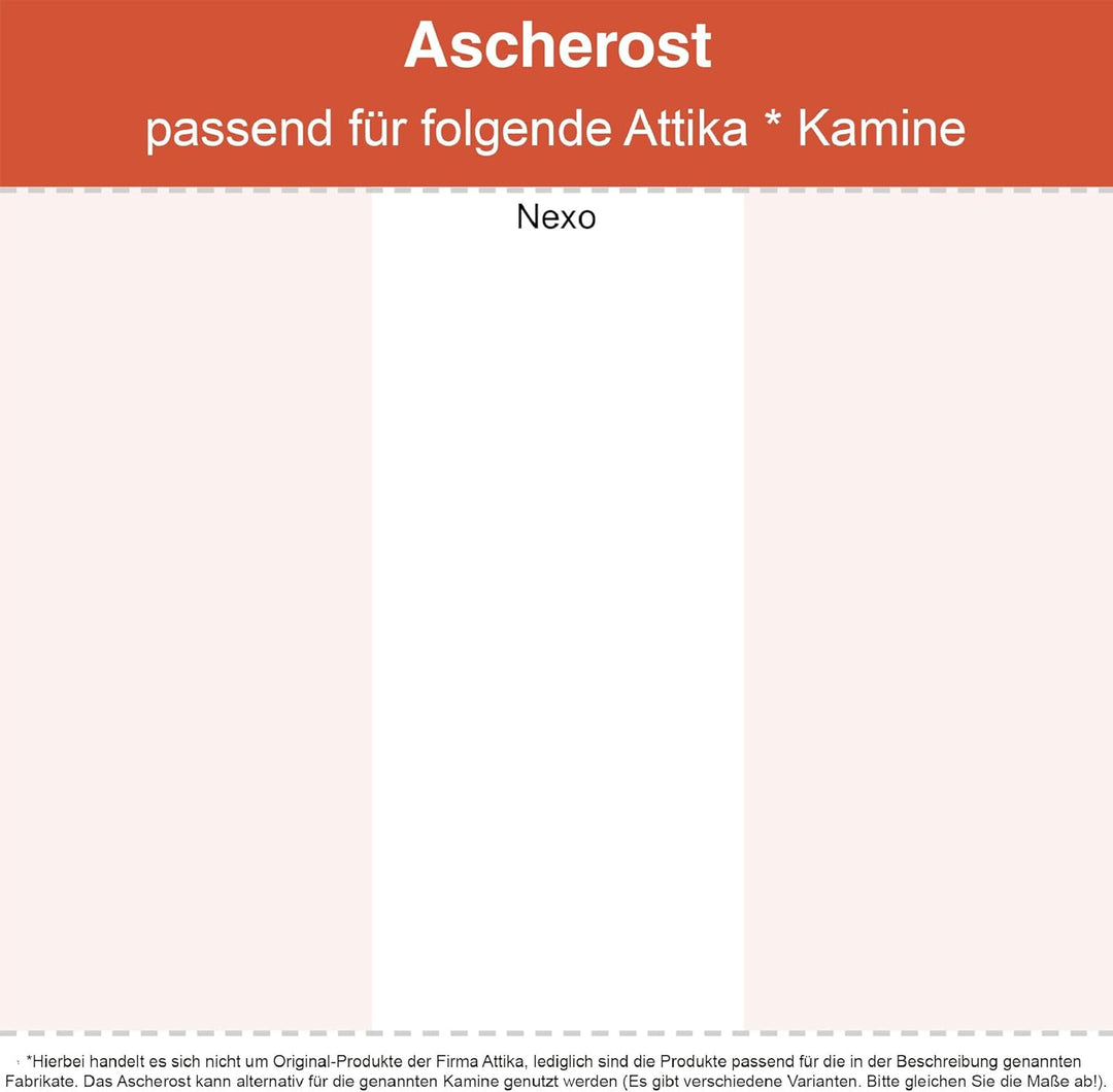 Kaminrost/Ascherost Eckig 173 x 183 x 8 mm passend für Attika Nexo ** Kaminöfen inkl. Modellübersich