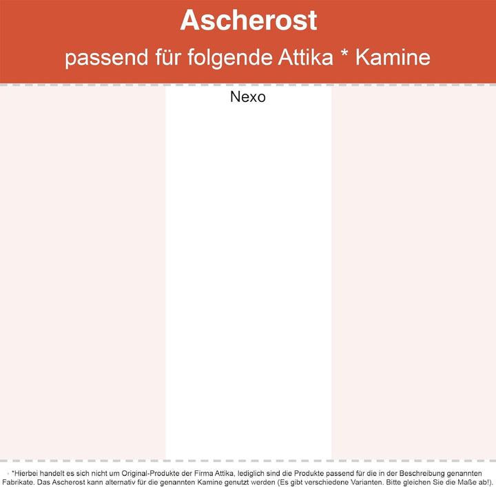 Kaminrost/Ascherost Eckig 173 x 183 x 8 mm passend für Attika Nexo ** Kaminöfen inkl. Modellübersich