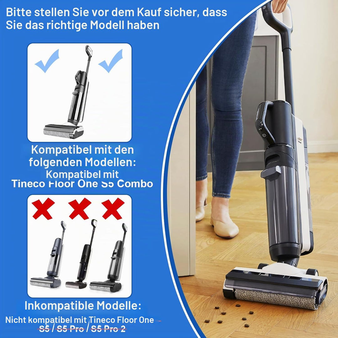 Fixbetter Ersatzbürstenrolle und HEPA-Filter passend für Tineco Floor One S5 Combo Akku-Nass- und Tr