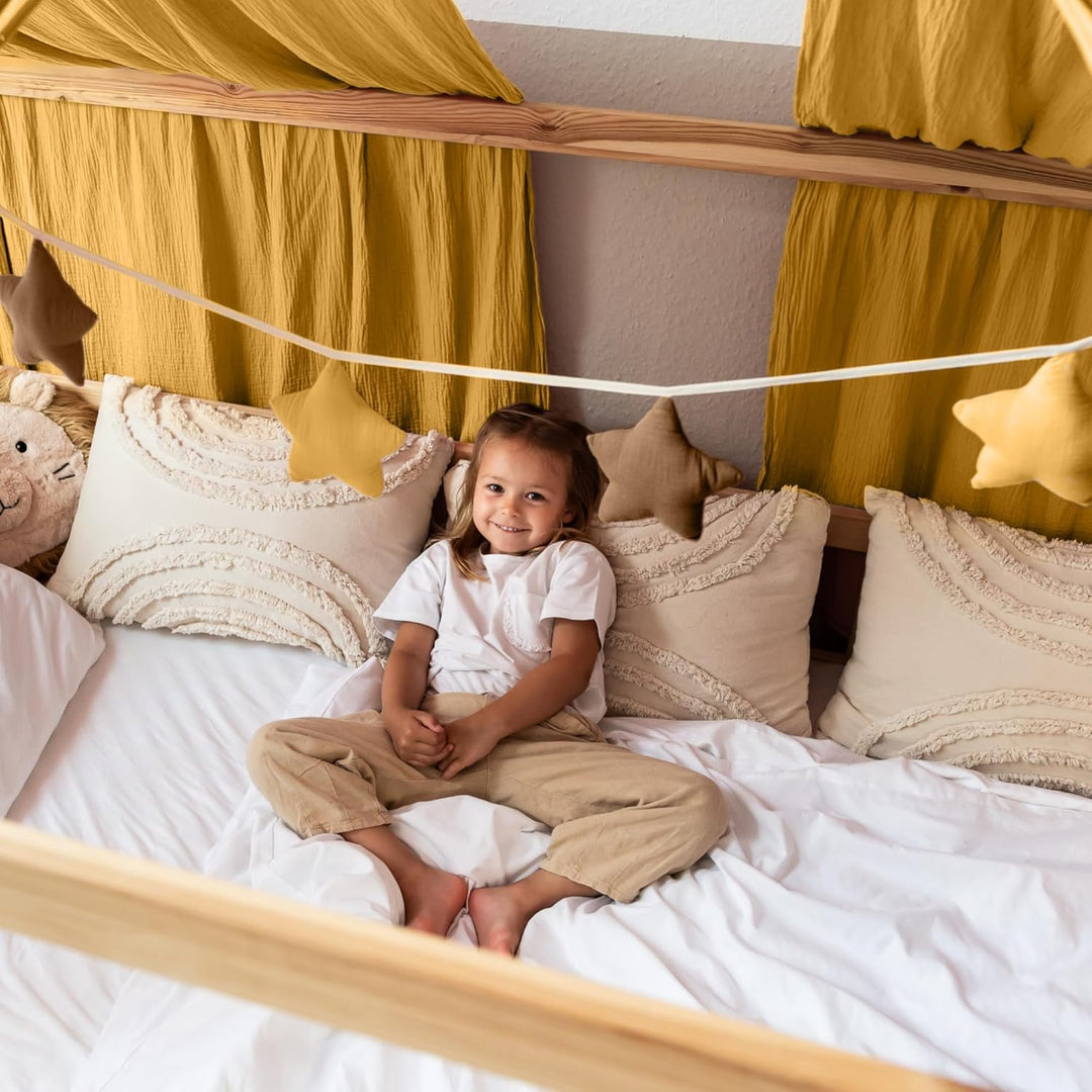 lilimaus Sternen Wimpelkette Stoff - Wimpelkette Kinderzimmer - 100% Baumwolle Handmade Girlande Sto