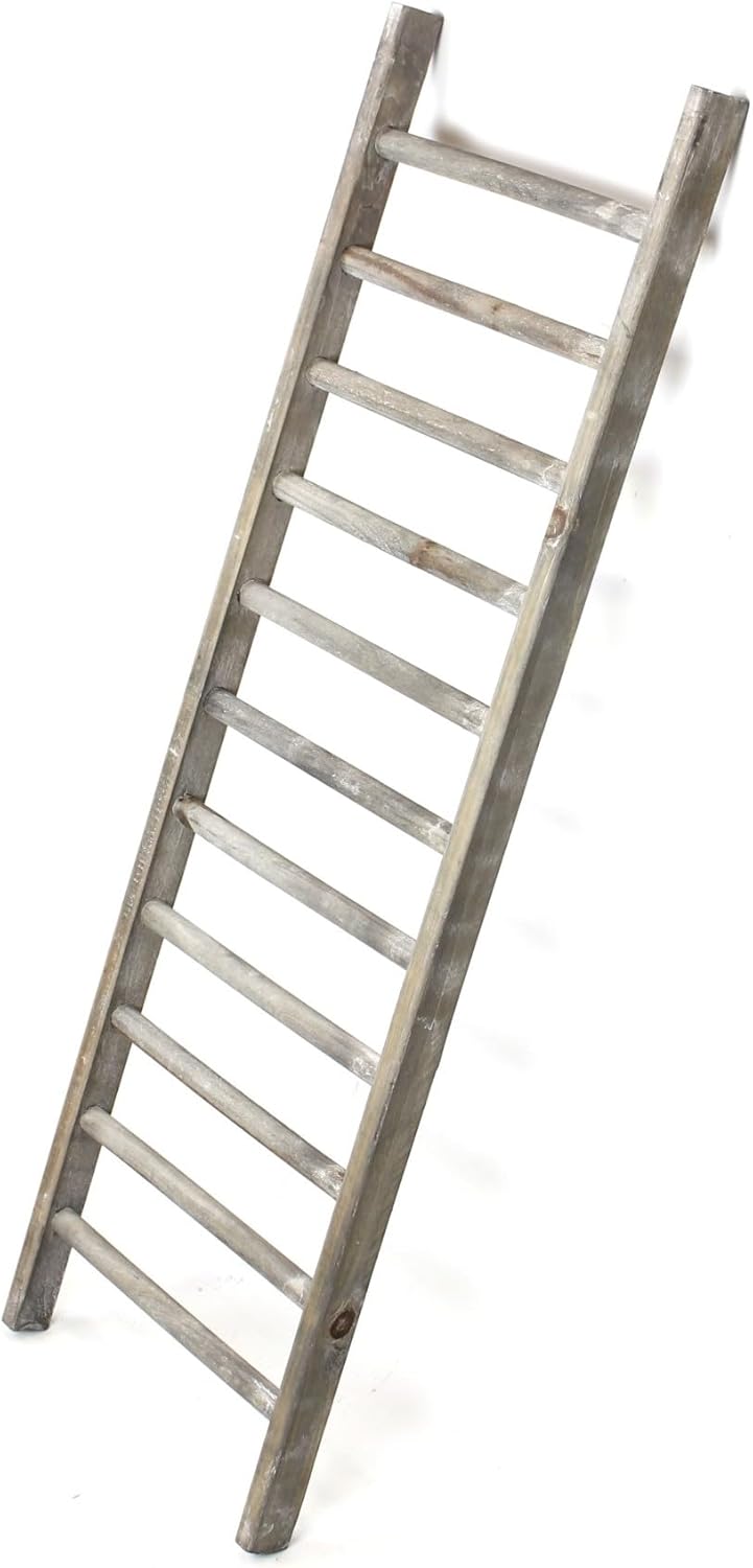 Dekoleidenschaft Deko-Leiter “Landhaus” aus Holz, 98 cm hoch, Handtuchhalter, Rankhilfe, Garten-Deko