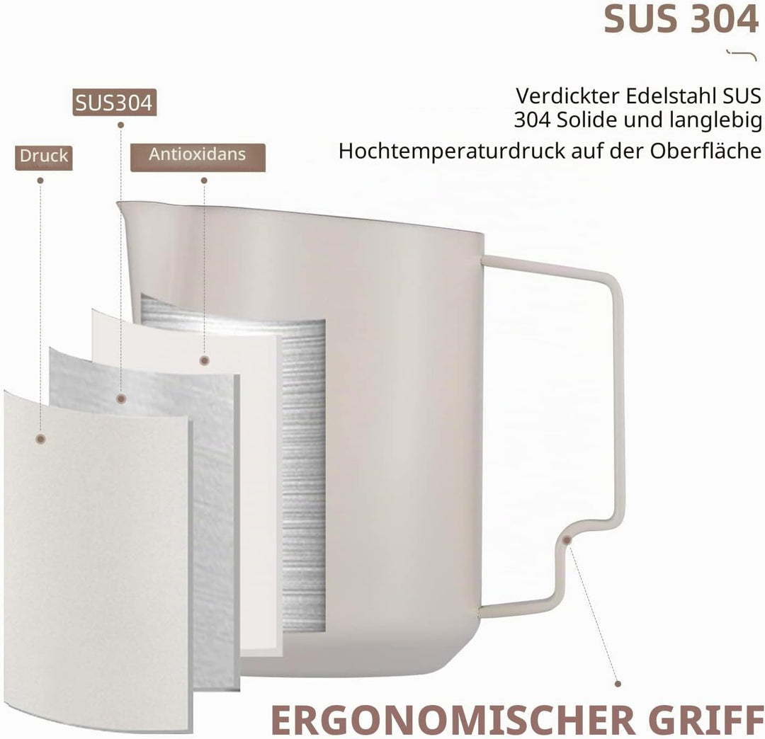 MHW-3BOMBER 450ml(15oz) Milchkännchen Milchkanne Profi, 15oz Milchkännchen Edelstahl für Espresso, C