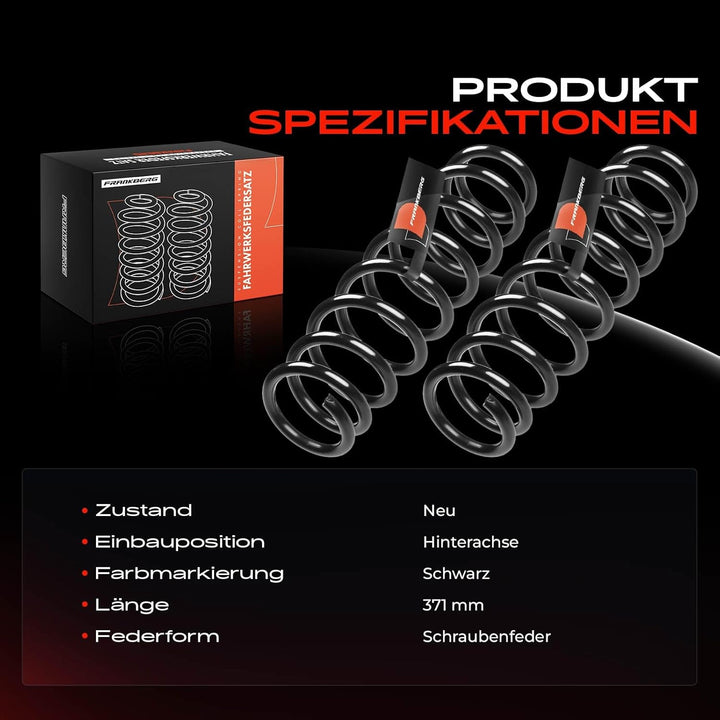 Frankberg 2x Federn Fahrwerksfeder Hinterachse Kompatibel mit 159 939 1.9L Limousine 2005-2011 Repla