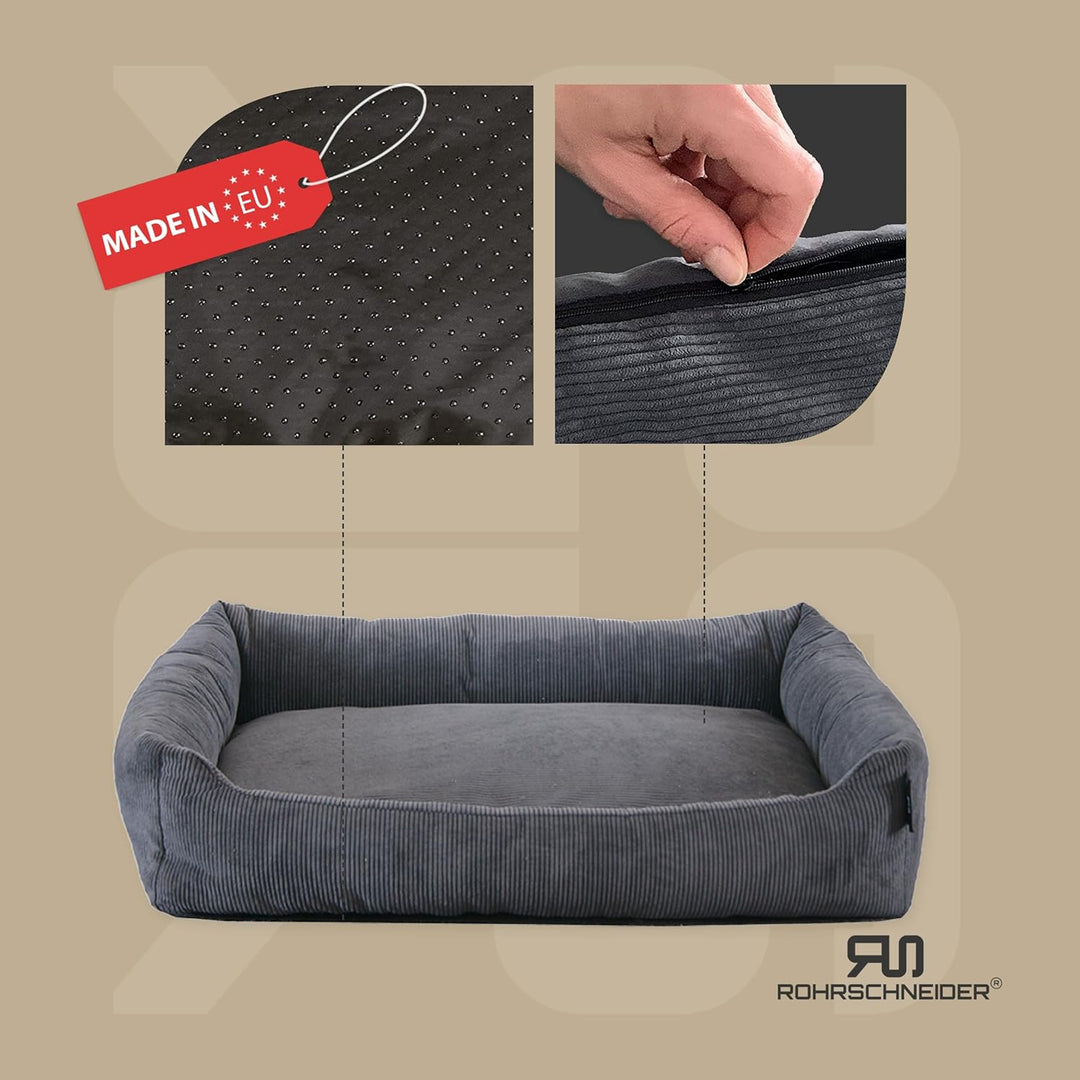 Rohrschneider Katzenbett Cordstoff mit Spielkugelset (Anthrazit, feiner Cordstoff) Anthrazit feiner