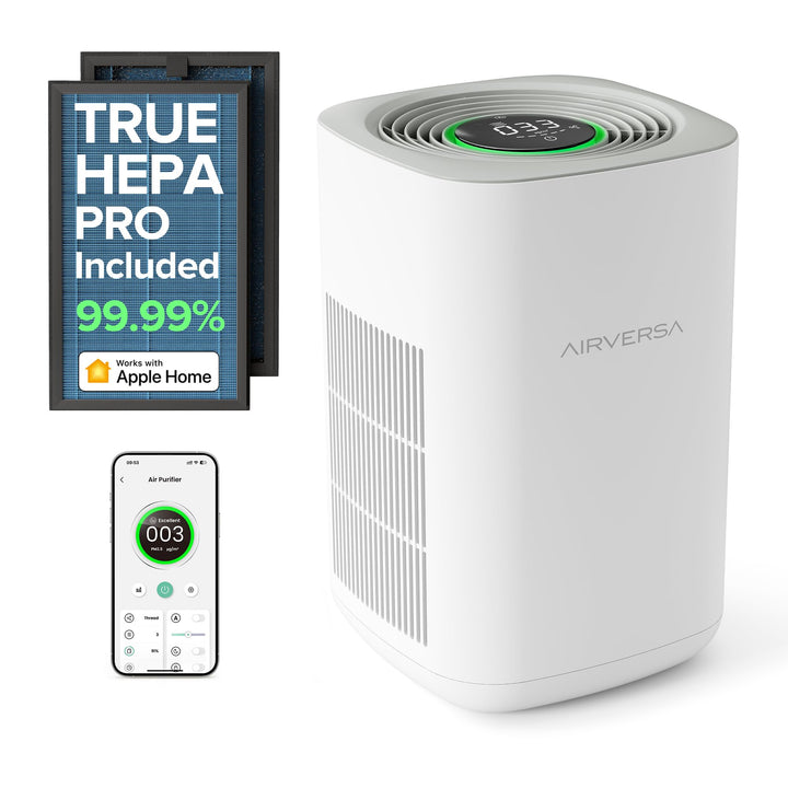 Airversa Smart Luftreiniger HomeKit 99,99% PM2.5 bis 100 m² AP2 | Thread, Siri, App, 23 dB Schlafmod