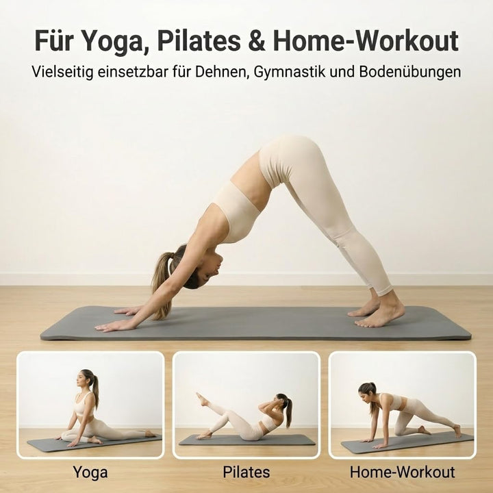 diMio Komfort-Gymnastikmatte Yogamatte in 185x60x1cm, 185x60x1.5cm, 185x90x1.5cm, 200x100x2 mit Trag