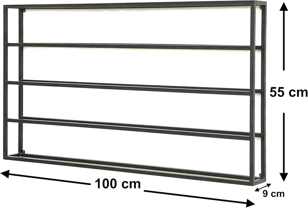 DanDiBo Weinregal Metall Wand 100 cm Schwarz Flaschenregal 96239 Flaschenhalter Wandmontage Modern W