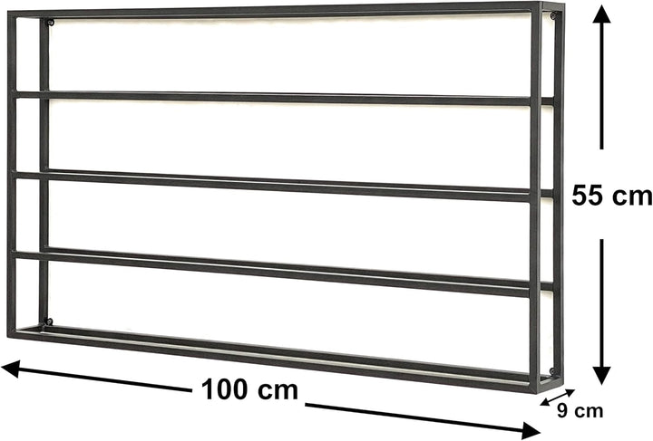DanDiBo Weinregal Metall Wand 100 cm Schwarz Flaschenregal 96239 Flaschenhalter Wandmontage Modern W
