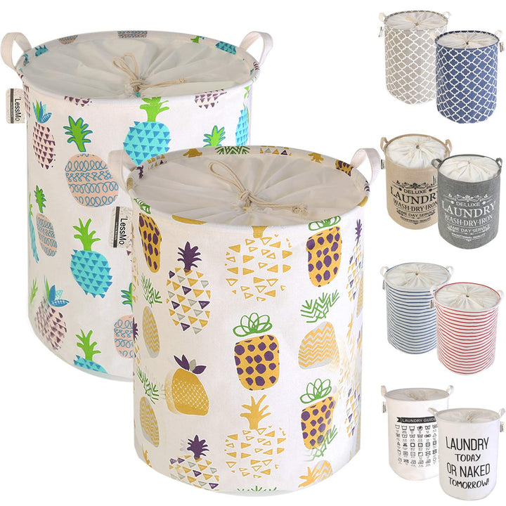 LessMo 2STK 17.7" Kordelzug Wäschekorb Lagerung Sorter, zusammenklappbare Pop-Up Wäschekörbe, wasser