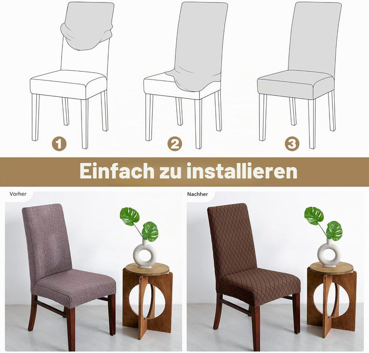 LANSHENG Stuhlhussen 6er Set, Universal Stretch stuhlbezug Stuhlüberzug Esszimmerstühle Bezug, Elast
