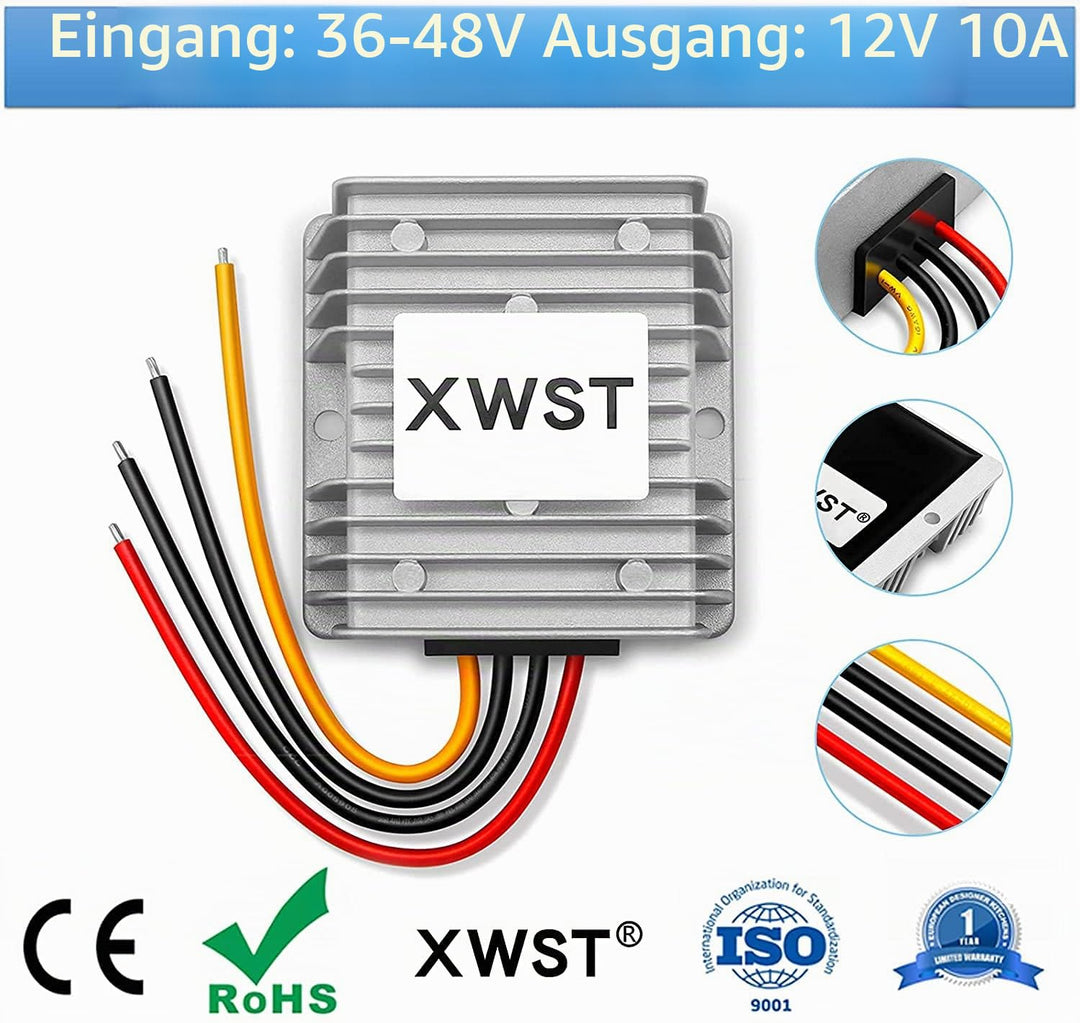 48V 12V Wandler DC Spannungswandler 36V/48V auf 12V 10A 120W Auto Netzteil Wandler Konverter Transfo