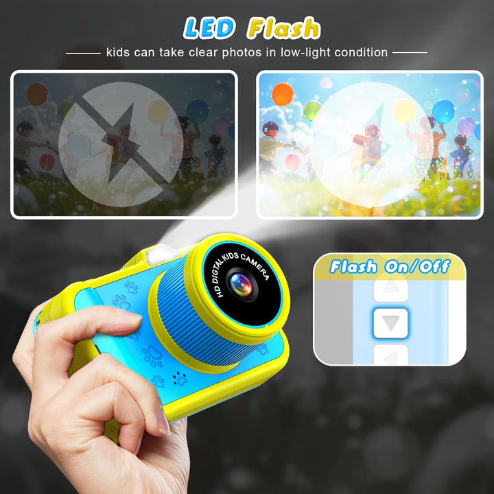 Kinderkamera, Ushining 3,5" Grossbildschirm Kinder Kamera mit 360° Drehbares Zoomobjektiv LED-Blitz