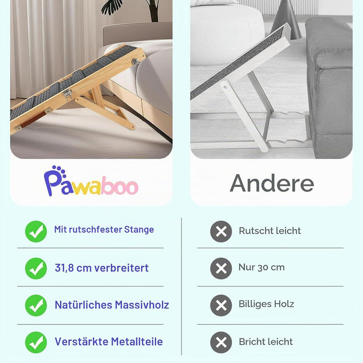 2025 Upgraded Hund Rampe für Couch, Faltbare Hölzerne Kleine Hund Rampe für Bett, 4 Einstellbare Höh