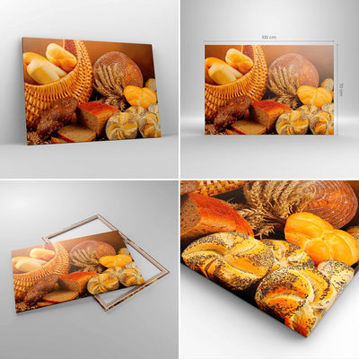 Bilder auf Leinwand 100x70cm Leinwandbild mit Rahmen Bäckerei Brot Essen Gross Wanddeko Bild Schlafz